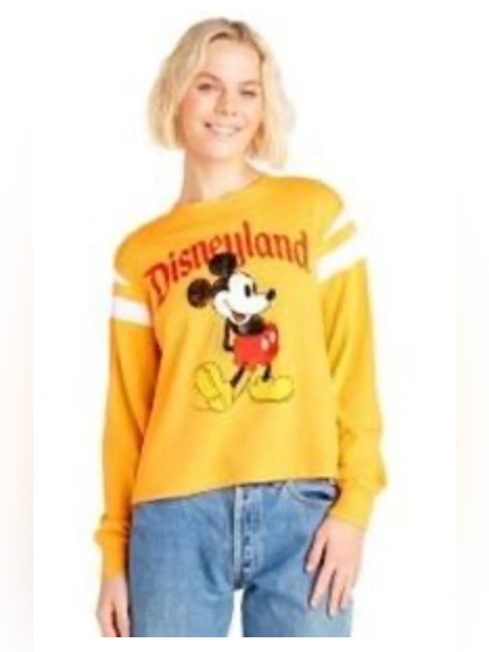 Disney EUC Yellow Mickey Mouse Pullover Sweatshirt